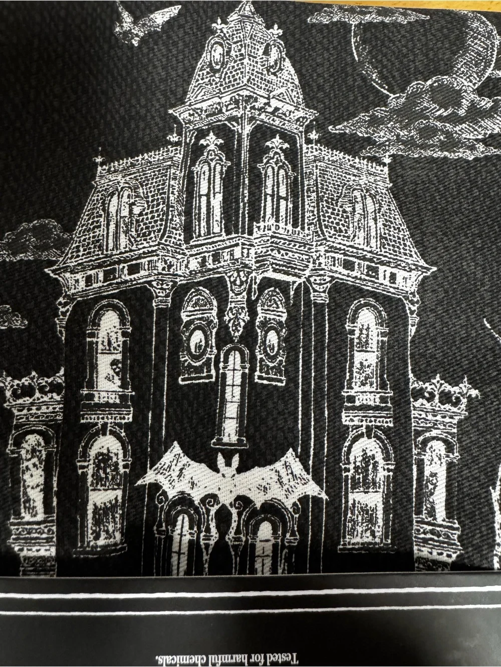 Martha Stewart Black and White Gothic Toile Shower Curtain Halloween NEW